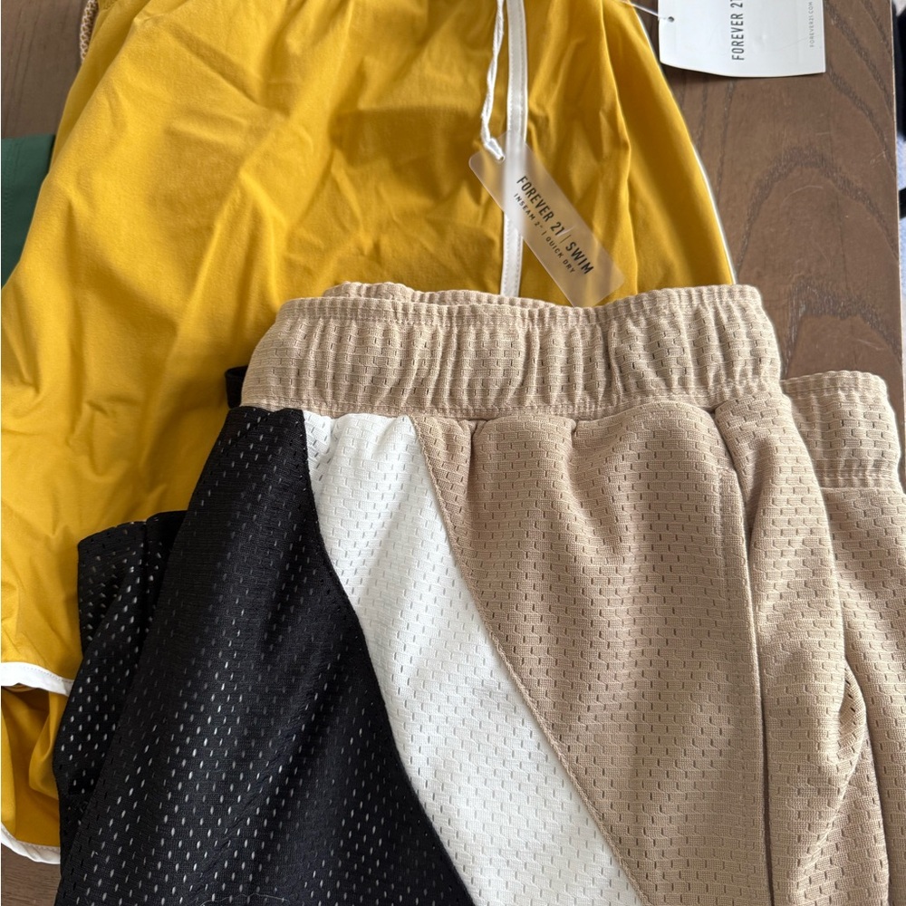 Forever 21 Men's Athletic Shorts Set - Yellow, Black, Tan